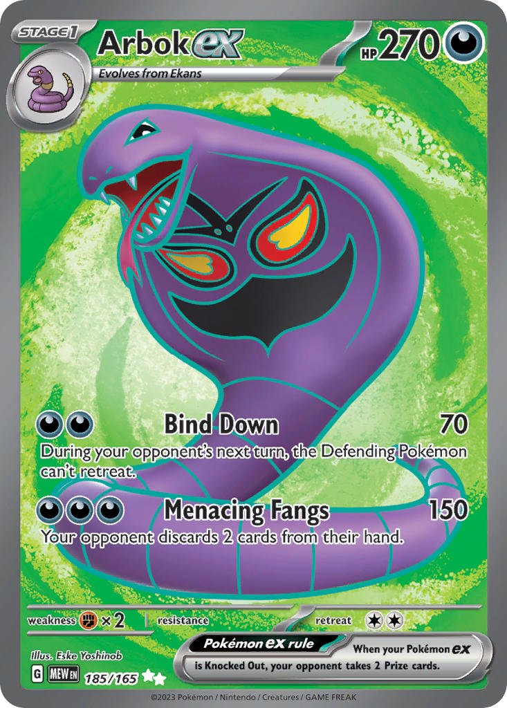 Arbok ex - 185/165 (MEW) Ultra Rare - Near Mint Holofoil