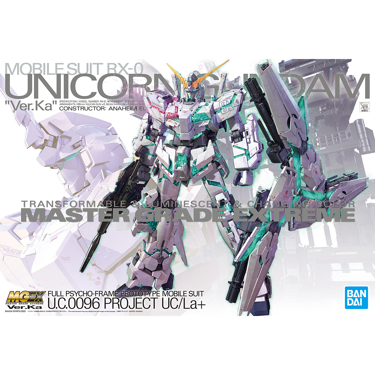 1/100 (MG): Gundam UC - Mobile Suit RX-0 Unicorn Gandam Full Psycho-Frame Prototype Mobile Suit U.C.0096 Project UC/La+