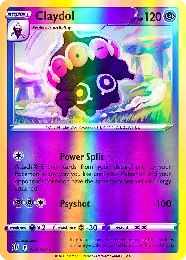 Claydol - 058/163 (SWSH05) Rare - Near Mint Reverse Holofoil