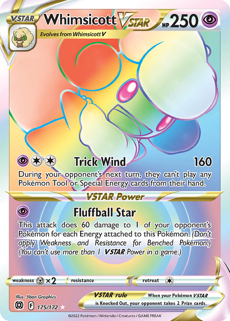 Whimsicott VSTAR - 175/172 (SWSH09) Secret Rare - Near Mint Holofoil