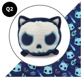 Plush Tote Bag: Dark Blue Skull Cat