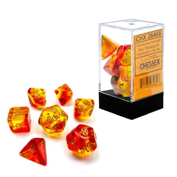 CHX26468: Gemini - Poly Set Translucent Red-Yellow w/gold (7)