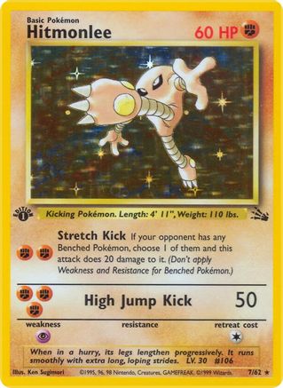 Hitmonlee - 07/62 (FO) Holo Rare - Moderate Play Unlimited Holofoil
