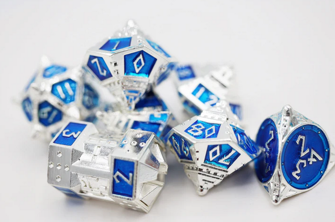 Dice 51: Interstellar Indigo - Metal RPG Dice Set