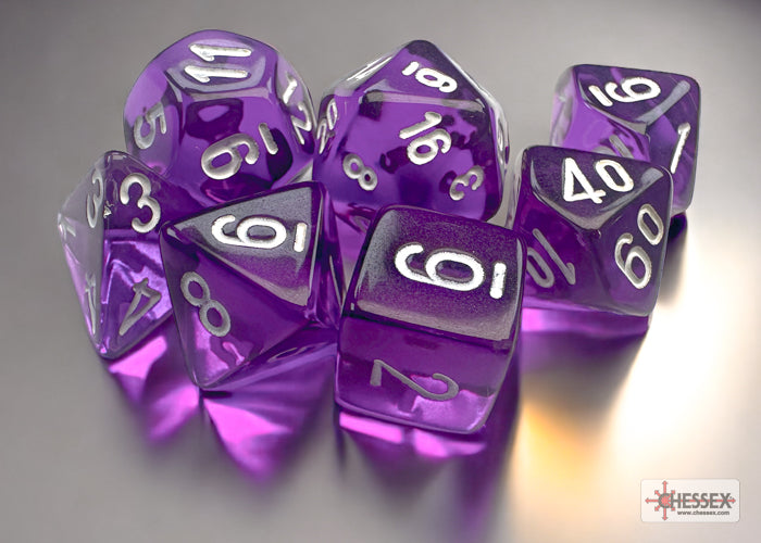 CHX20377: Translucent - Mini Poly Set Purple w/white (7)