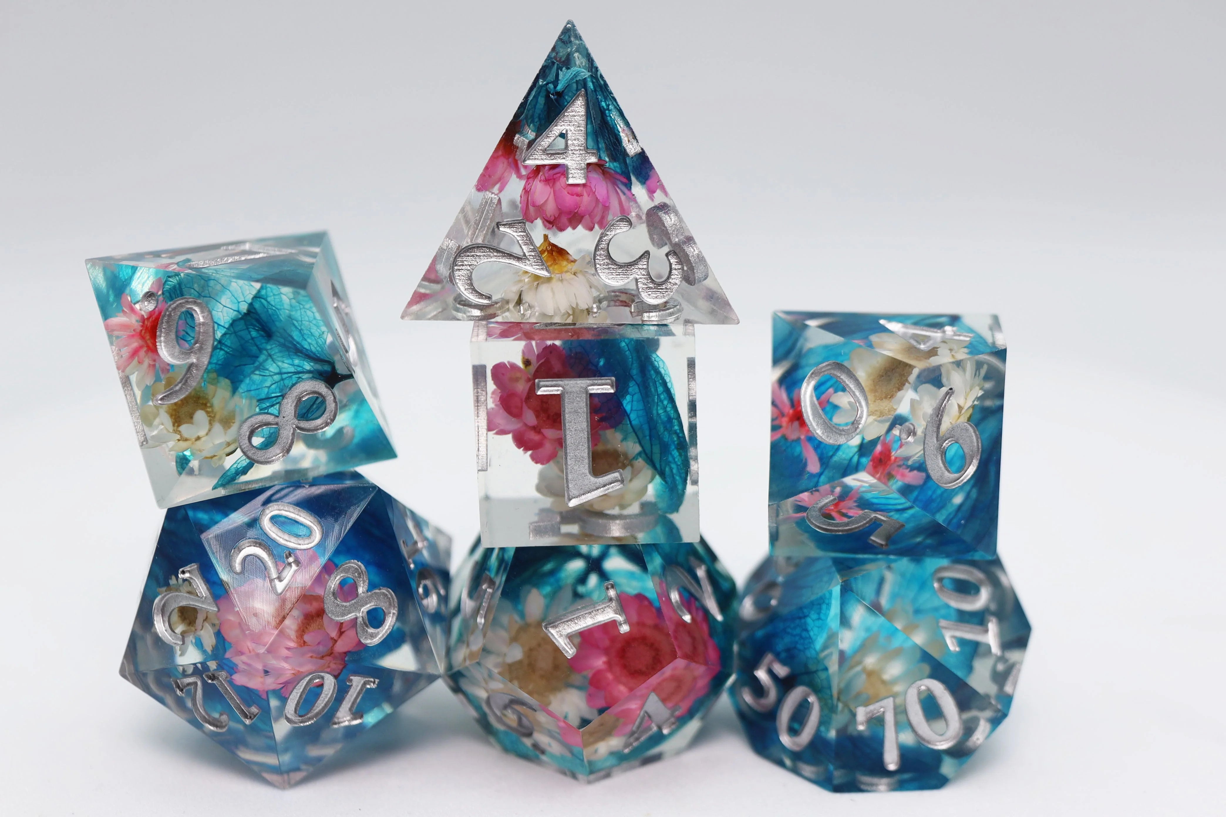 Wildflower Bouquet Sharp Edge Resin RPG Dice Set
