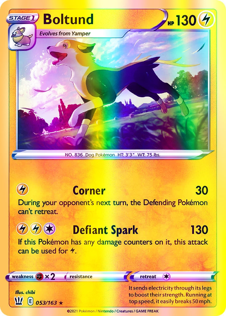 Boltund - 053/163 (SWSH05) Rare - Near Mint Reverse Holofoil