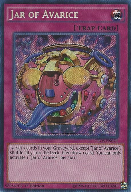 Jar of Avarice (CROS-EN074) Secret Rare - Near Mint 1st Edition