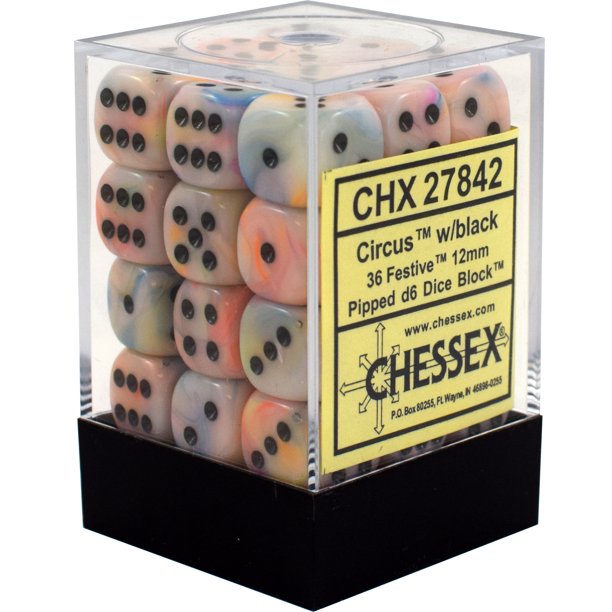 CHX27842: Festive - 12mm D6 Circus w/black (36)