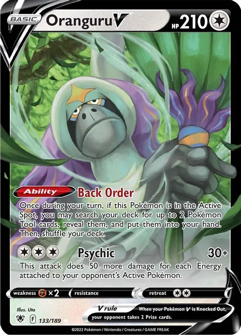 Oranguru V - 133/189 (SWSH10) Ultra Rare - Near Mint Holofoil