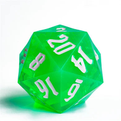 55mm Titan d20: Sharp Edge - Transparent Green