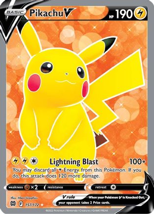 Pikachu V (Full Art) - 157/172 (SWSH09) Ultra Rare - Near Mint Holofoil