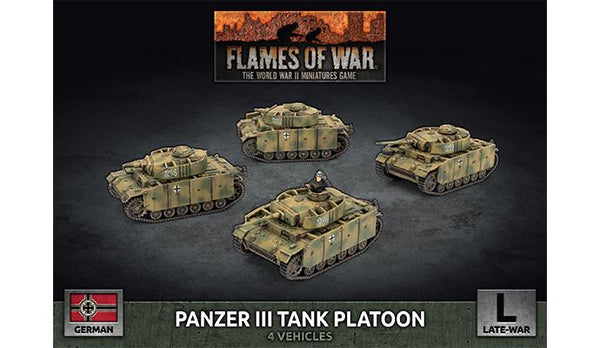 Flames of War: WWII: German (GBX195) - Panzer III Tank Platoon (x4 Plastic) (Late)