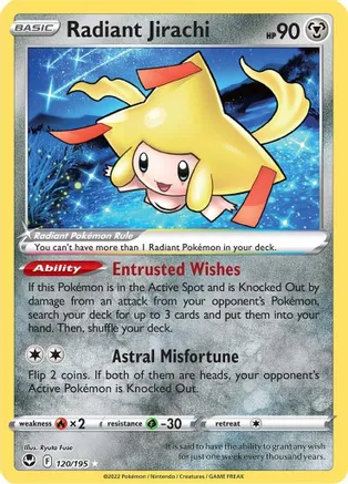 Radiant Jirachi - 120/195 (SWSH12) Radiant Rare - Near Mint Holofoil