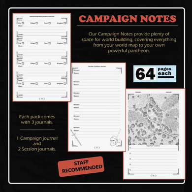 Dungeon Notes: 5E DM's Journals 3 Pack (Black)