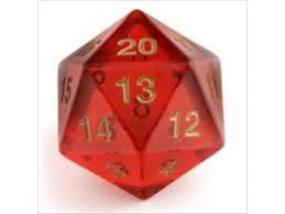 Transparent: 55mm Ruby Gold Countdown D20