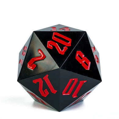 55mm Titan d20: Sharp Edge - Opaque Black and Red