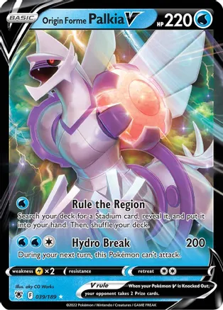Origin Forme Palkia V - 039/189 (SWSH10) Ultra Rare - Near Mint Holofoil