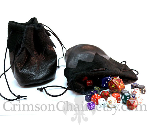 Crimson Chain: Leather Dice Bag - Bottle