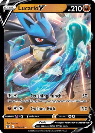 Lucario V - 078/189 (SWSH10) Ultra Rare - Near Mint Holofoil