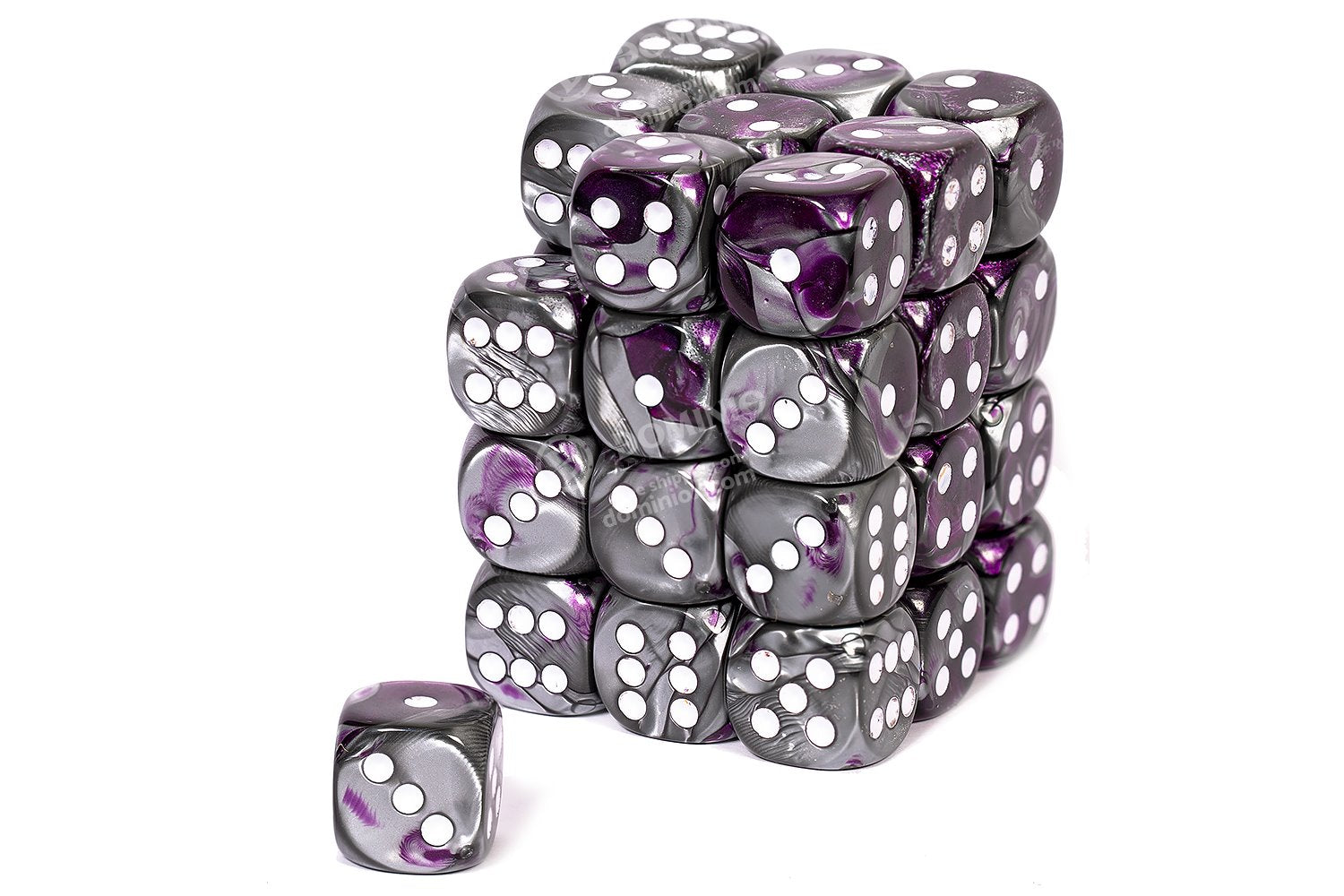CHX26832: Gemini - 12mm D6 Purple-Steel w/white (36)