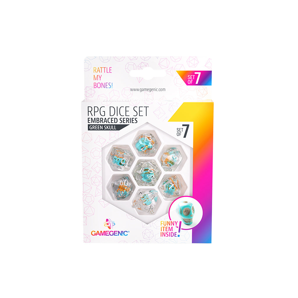 GameGenic: RPG Dice Set - Embraced Series: Green Skull
