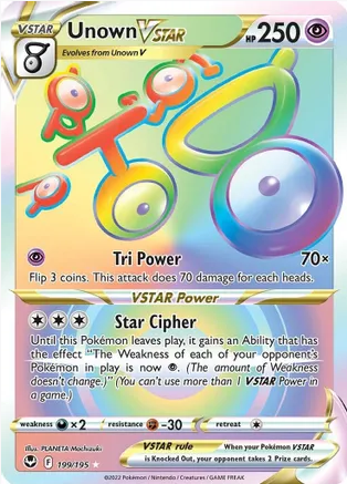 Unown VSTAR (Secret) - 199/195 (SWSH12) Secret Rare - Near Mint Holofoil