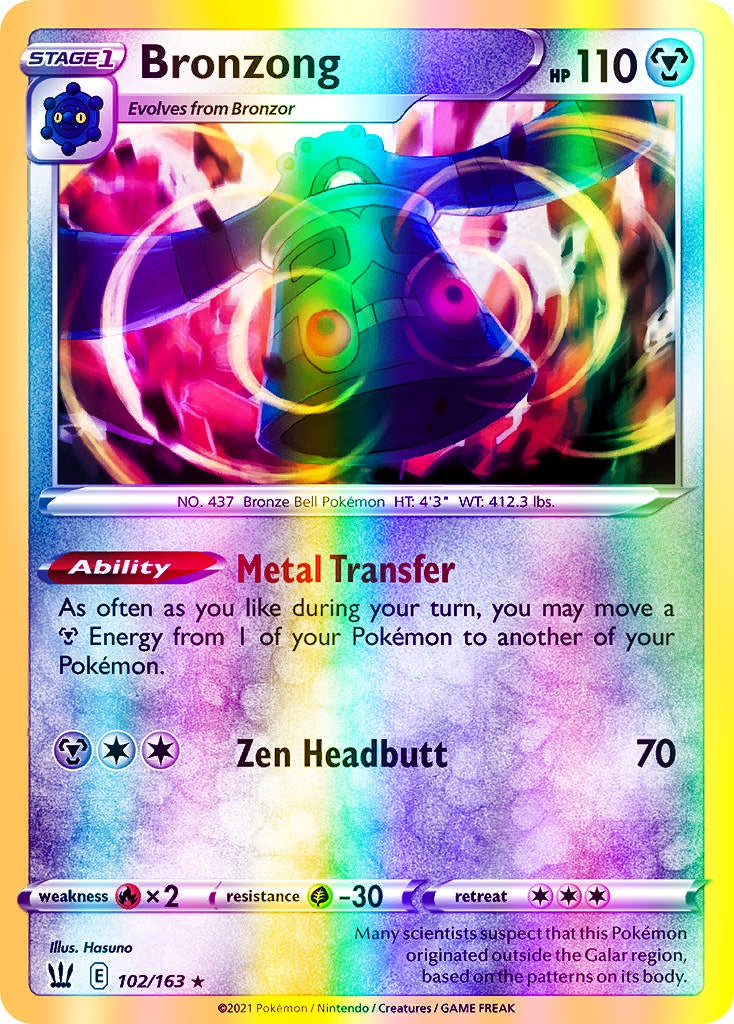 Bronzong - 102/163 (SWSH05) Holo Rare - Near Mint Reverse Holofoil