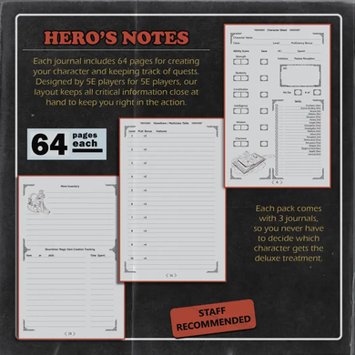 Dungeon Notes: 5E Players Journals 3 Pack (Orange)