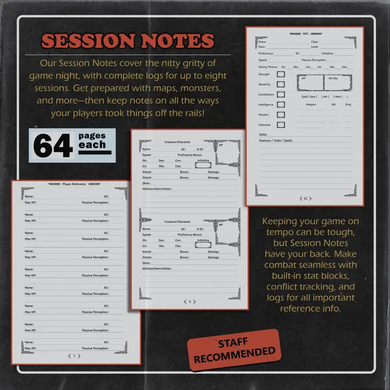 Dungeon Notes: 5E DM's Journals 3 Pack (Black)