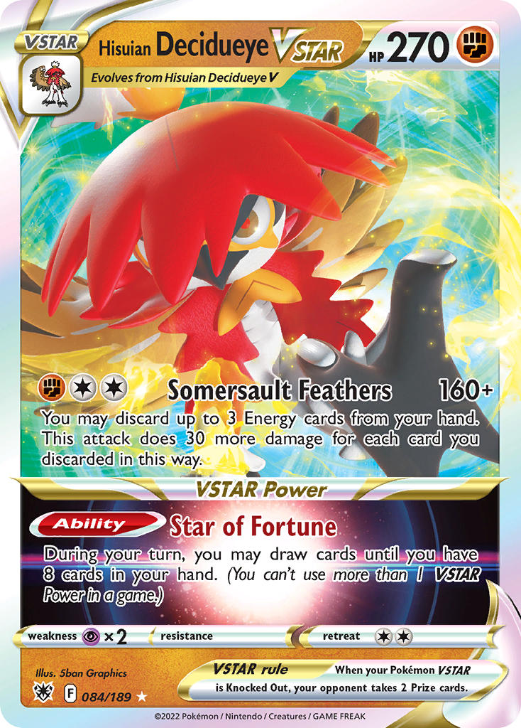 Hisuian Decidueye VSTAR - 084/189 (SWSH10) Ultra Rare - Near Mint Holofoil