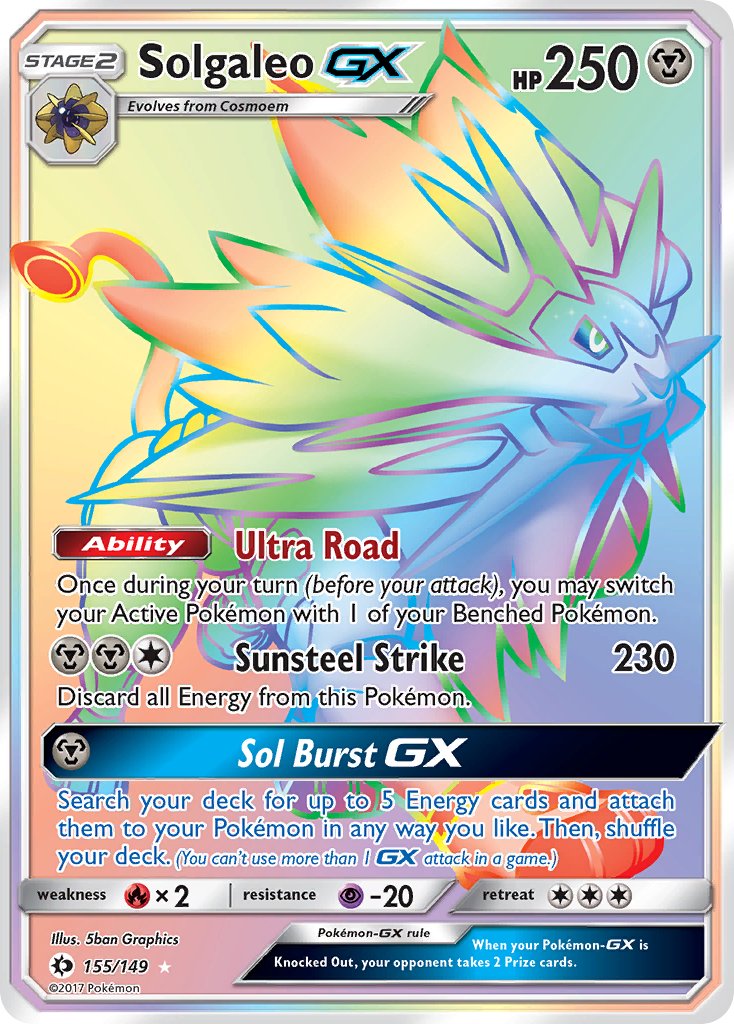 Solgaleo GX (Secret) - 155/149 (SM01) Secret Rare - Near Mint Holofoil