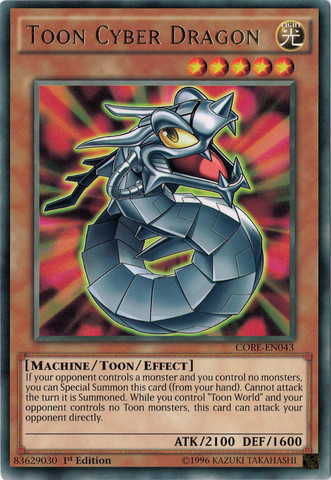 Toon Cyber Dragon (CORE-EN043) Rare - Near Mint 1st Edition