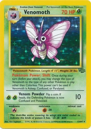 Venomoth - 13/64 (JU) Holo Rare - Near Mint Unlimited Holofoil