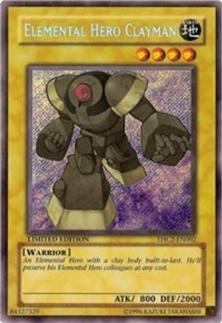 Elemental Hero Clayman (EHC2-EN002) Secret Rare Limited Edition Heavy Play
