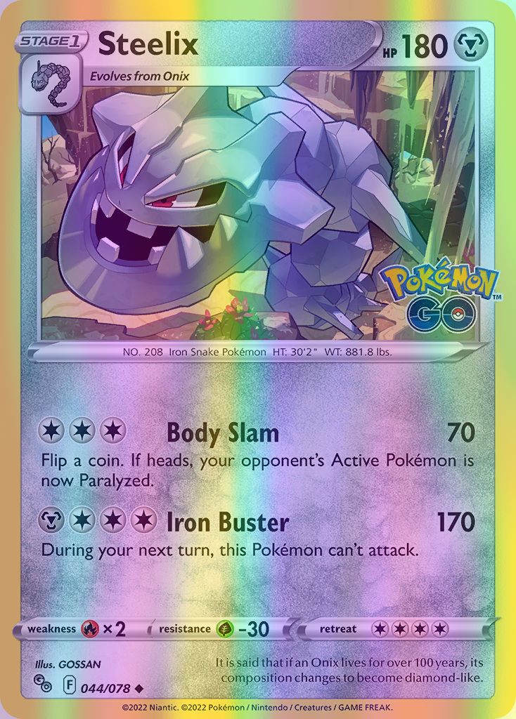 Steelix - 044/078 (PGO) Uncommon - Near Mint Reverse Holofoil