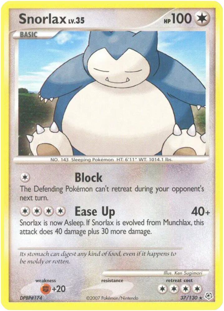 Snorlax 37/130 (DP) Rare - Light Play