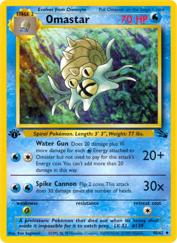Omastar - 40/62 (FO) Uncommon - Moderate Play 1st Edition