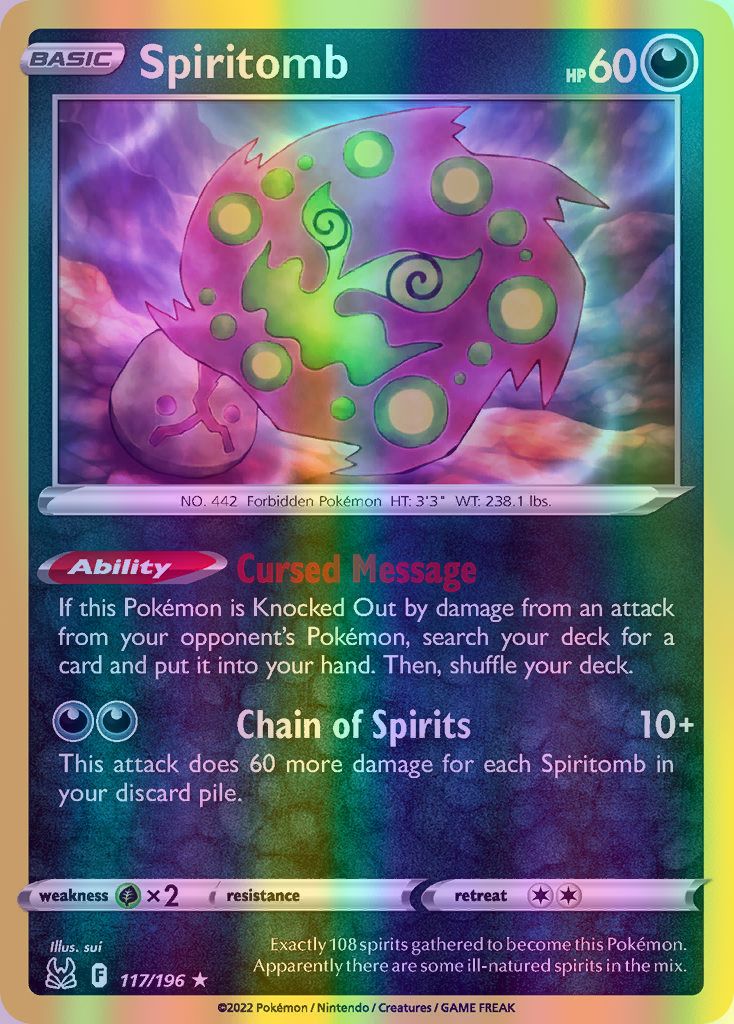 Spiritomb - 117/196 (SWSH11) Rare - Near Mint Reverse Holofoil