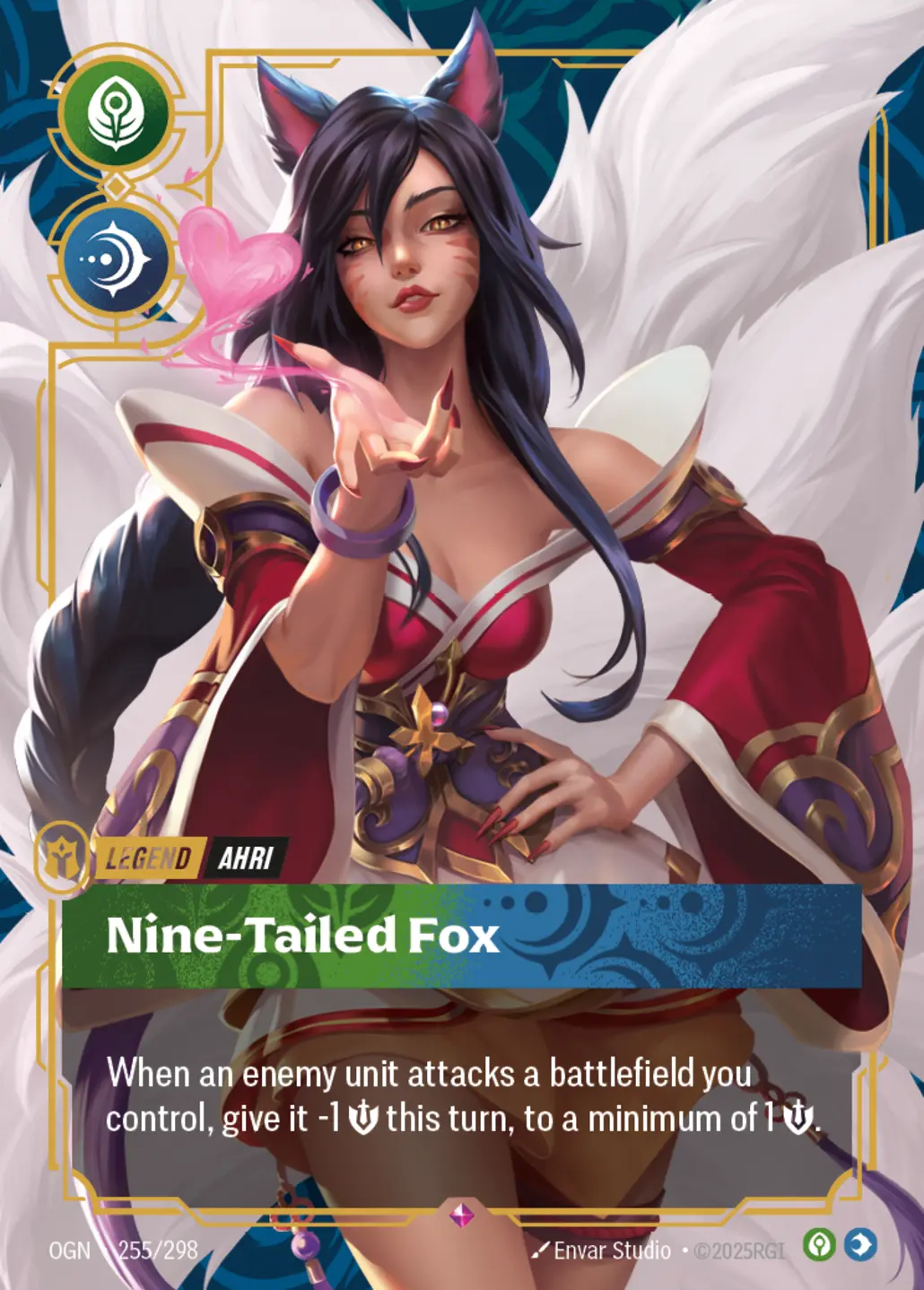 Ahri - Nine-Tailed Fox - 255/298 (OGN) Rare