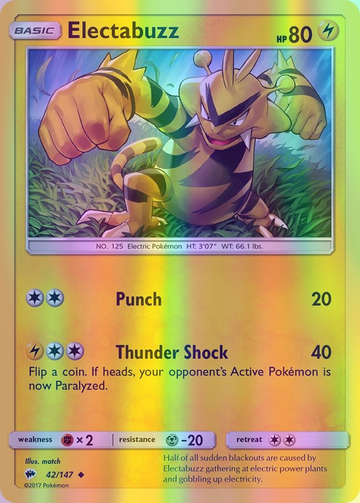 Electabuzz - 042/147 (SM:BUS) Uncommon - Near Mint Reverse Holofoil