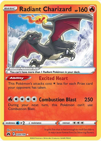 Radiant Charizard - 020/159 (CRZ) Radiant Rare - Damaged Holofoil