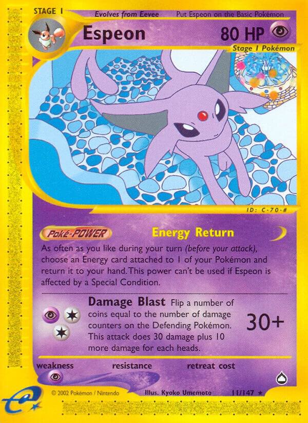 Espeon - 11/147 (AQ) Rare - Damaged Reverse Holo