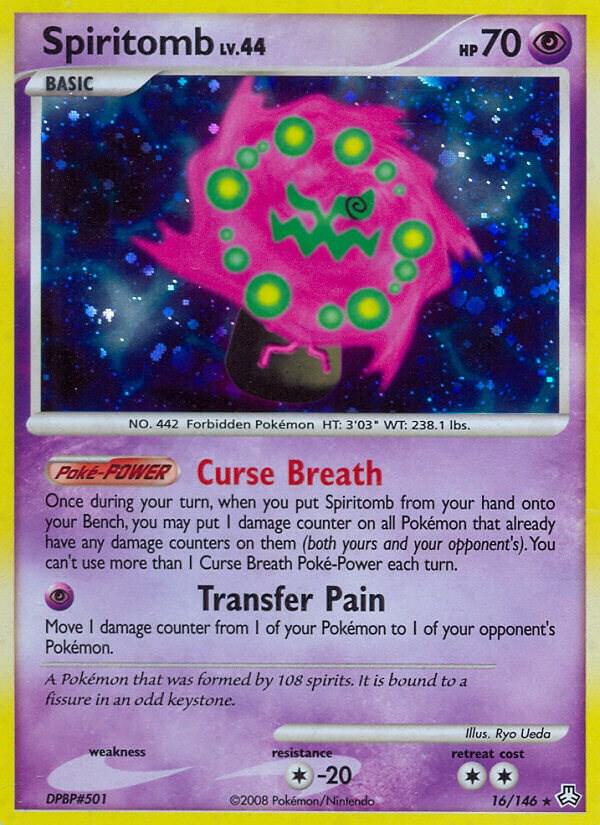 Spiritomb Lv.44 - 16/146 (LA) Holo Rare - Damaged