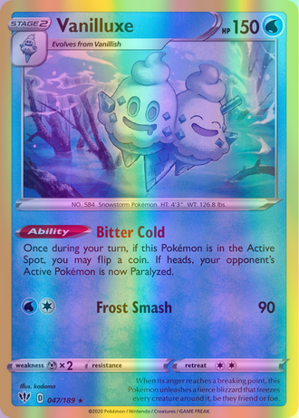Vanilluxe - 047/189 (SWSH03) Rare - Near Mint Reverse Holofoil