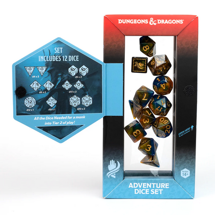 Sirius Dice: D&D Adventure Dice - Monk: Blue / Gold