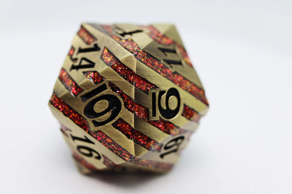 35mm Metal D20 - Bronze with Red Mica