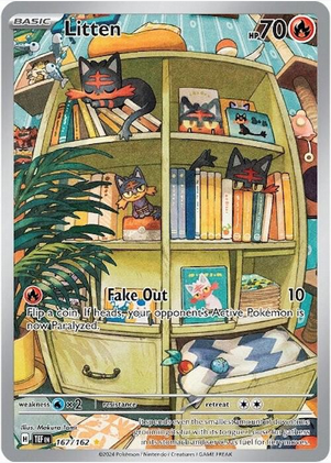 Litten - 167/162 (TEF) Illustration Rare - Light Play Holofoil