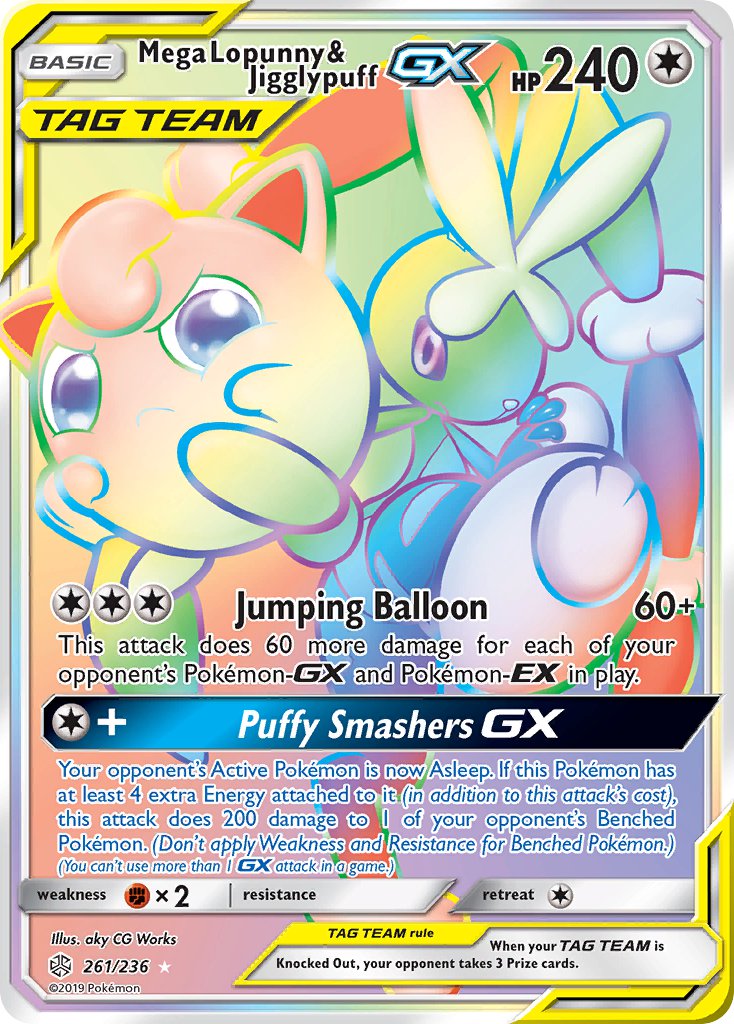 Mega Lopunny & Jigglypuff GX - 261/236 (CEC) Secret Rare - Near Mint Holofoil