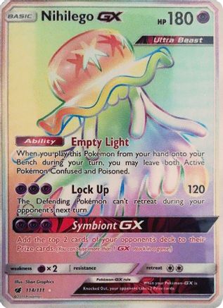 Nihilego GX - 114/111 (CIN) Secret Rare - Near Mint Holofoil